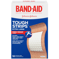 Band-Aid Brand Adhesive Bandages Extra Large Tough Strips 10 Count