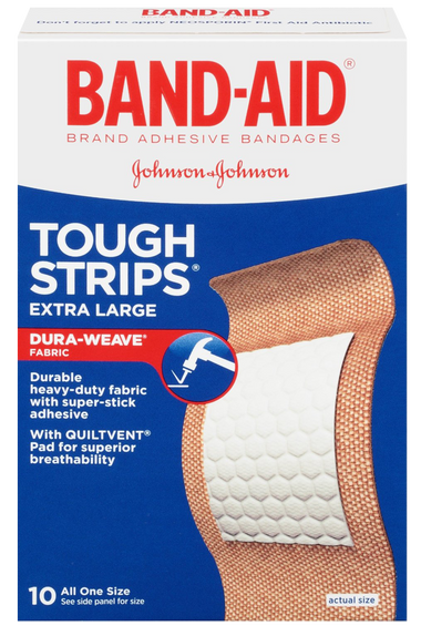 Band-Aid Brand Adhesive Bandages Extra Large Tough Strips 10 Count