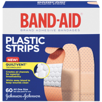 Band-Aid Brand Adhesive Bandages Plastic Strips Assorted 60 Count