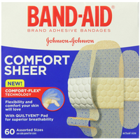 Band-Aid Brand Adhesive Bandages Sheer Strips Assorted 60 Count