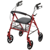 Drive Medical Four Wheel Rollator with Fold Up Removable Back Support Red