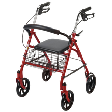 Drive Medical Four Wheel Rollator with Fold Up Removable Back Support Red