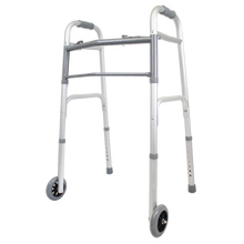 Ez2care Deluxe Two Button Folding Walker with 5-Inch Wheels