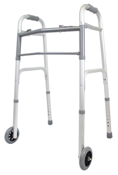 Ez2care Deluxe Two Button Folding Walker with 5-Inch Wheels